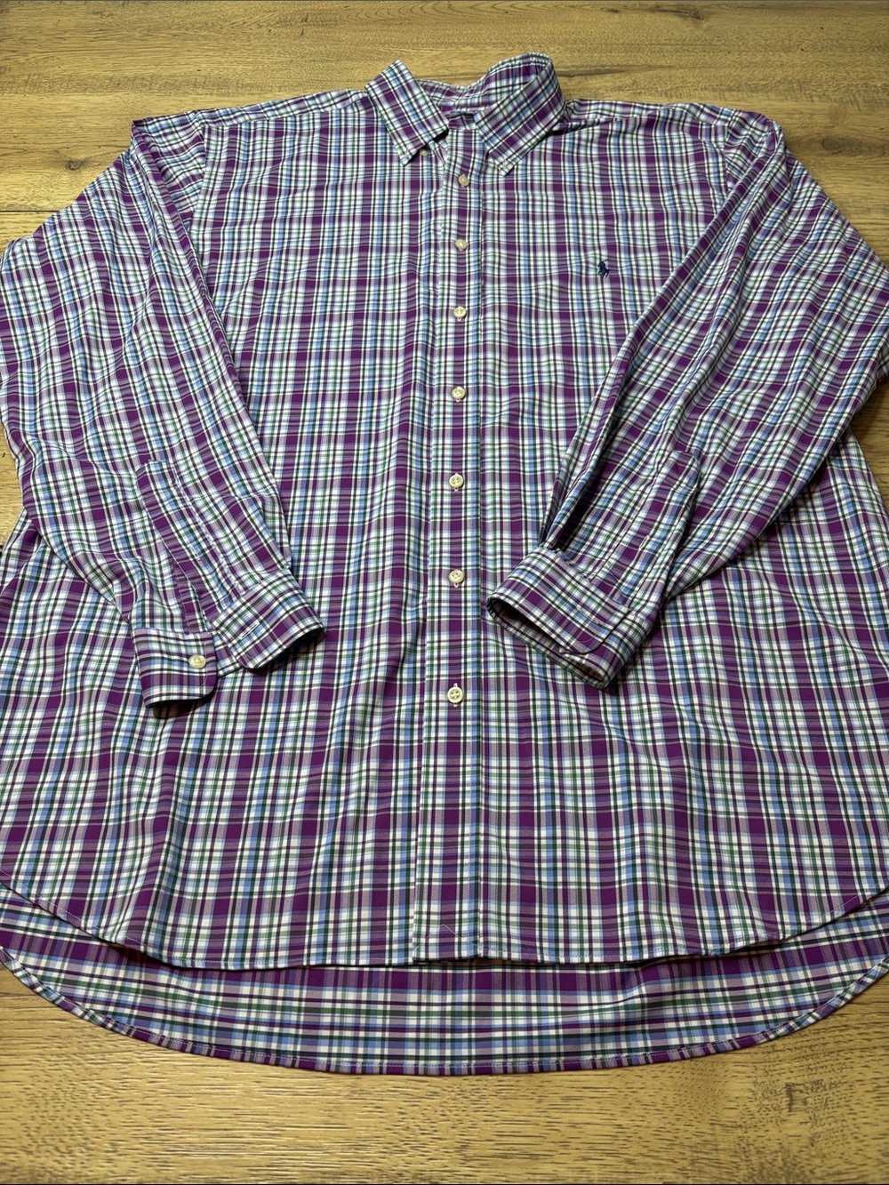 Men's Ralph Lauren Performance Plaid Button Down Shirt Nylon Blend Size XLT